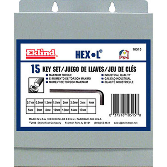 Eklind 10515 15 Piece L-Key Hex Key Set