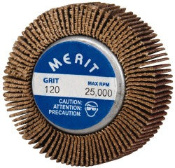 Merit Abrasives 08834132010 Mounted Flap Wheel 1-5/8" Dia, 1/2" Face Width, 120 Grit, Ceramic Alumina