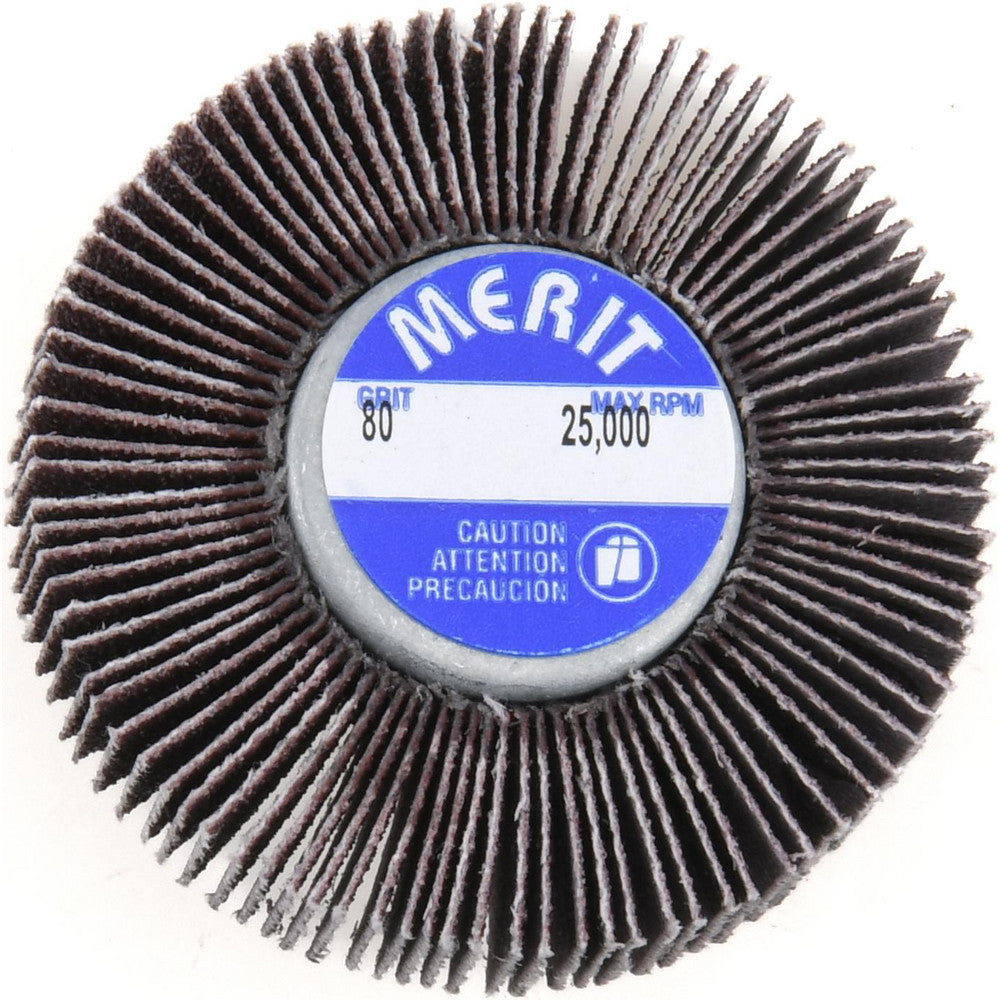 Merit Abrasives 08834133002 Mounted Flap Wheel 2" Dia, 1/2" Face Width, 80 Grit, Ceramic Alumina