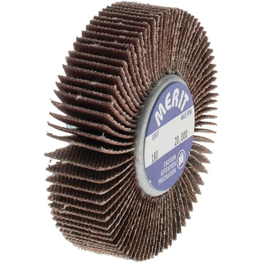 Merit Abrasives 08834133004 Mounted Flap Wheel 2" Dia, 1/2" Face Width, 180 Grit, Ceramic Alumina