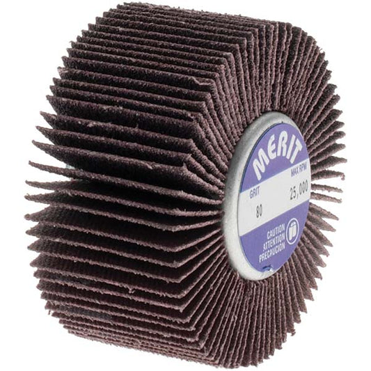 Merit Abrasives 08834133016 Mounted Flap Wheel 1" Face Width, 80 Grit, Ceramic Alumina