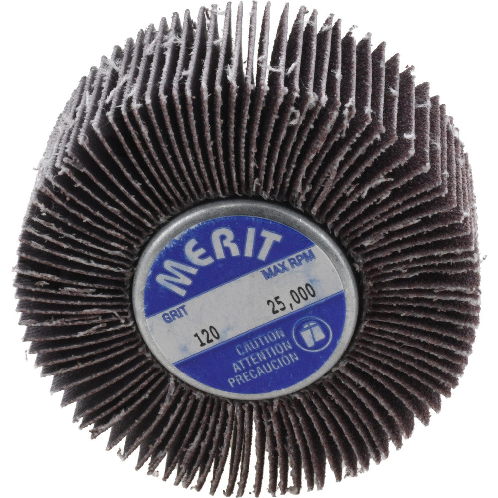 Merit Abrasives 08834133017 Mounted Flap Wheel 1" Face Width, 120 Grit, Ceramic Alumina