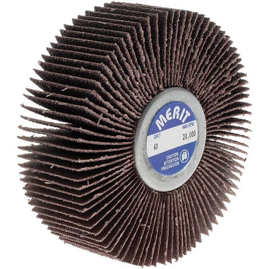 Merit Abrasives 08834135015 Mounted Flap Wheel 1" Face Width, 60 Grit, Ceramic Alumina