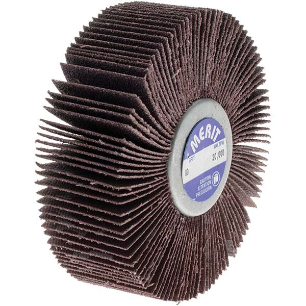 Merit Abrasives 08834135016 Mounted Flap Wheel 1" Face Width, 80 Grit, Ceramic Alumina
