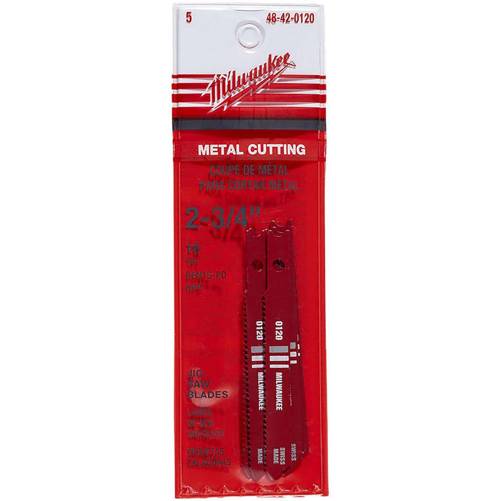 Milwaukee Tool 48-42-0120 Jigsaw Blade High Speed Steel, 18 TPI, 0.047" Blade Thickness, 0.2813" Blade Width