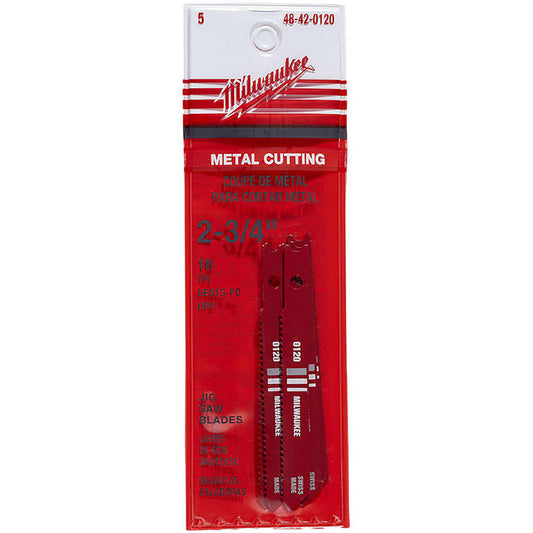 Milwaukee Tool 48-42-0120 Jigsaw Blade High Speed Steel, 18 TPI, 0.047" Blade Thickness, 0.2813" Blade Width