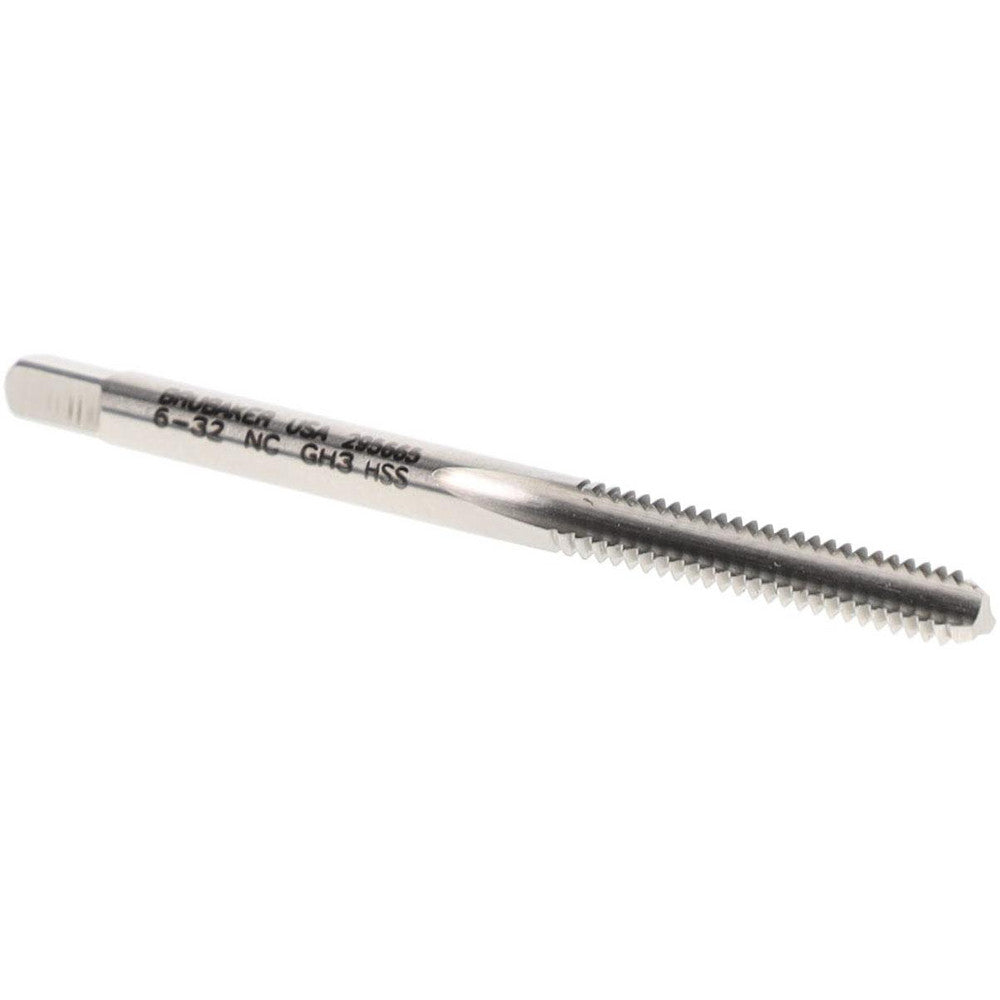 Brubaker Tool  10134-00-B Straight Flute Tap #6-32 UNC, 3 Flutes, Bottoming, 2B Class of Fit, High Speed Steel, Bright/Uncoated