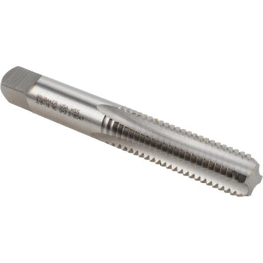 Brubaker Tool 10424-00-B 3/8-16 Bottoming RH 3B H3 Bright High Speed Steel 4-Flute Straight Flute Hand Tap