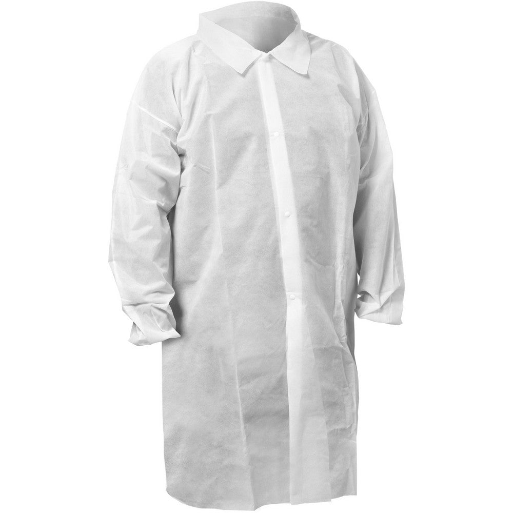 KleenGuard 67322 Disposable Jackets & Coats Garment Style Lab Coat  Gender Unisex  Size 2X-Large  Cuff Style Elastic Cuff  Material Polypropylene  Closure Type Snaps