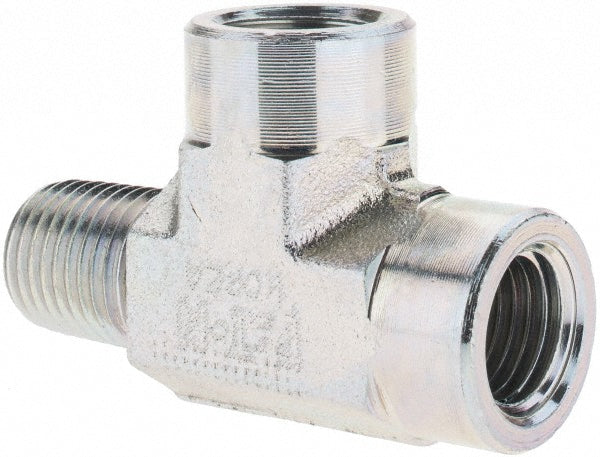 Eaton 2092-4-4S Industrial Pipe Tee 1/4 x 1/4" Male Thread, MNPT x FNPT x FNPT