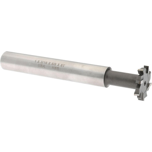 Made in USA Milling Cutters ETS1-316 1" Diam, 3/16" Wide, High Speed Steel T-Slot Cutter