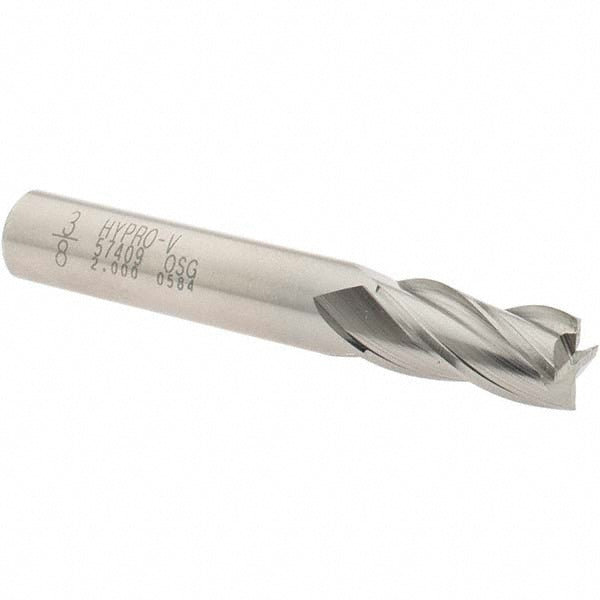 OSG 5740900 Square End Mill 3/8'' Dia, 3/4'' LOC, 3/8'' Shank Dia, 2-1/2'' OAL, 4 Flutes, Vanadium High Speed Steel