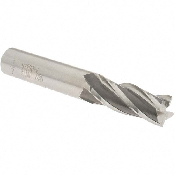 OSG 5741400 Square End Mill 1/2'' Dia, 1-1/4'' LOC, 1/2'' Shank Dia, 3-1/4'' OAL, 4 Flutes, Vanadium High Speed Steel