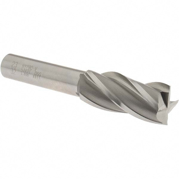 OSG 5742100 Square End Mill 23/32'' Dia, 1-5/8'' LOC, 1/2'' Shank Dia, 3-5/8'' OAL, 4 Flutes, Vanadium High Speed Steel
