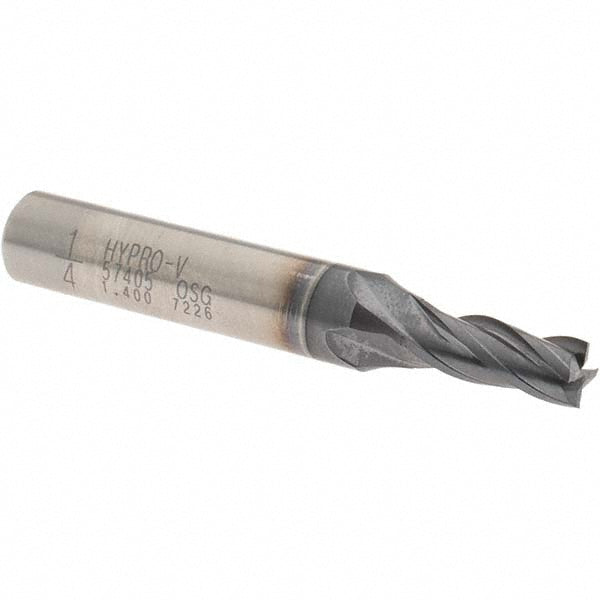 OSG 5740508 Square End Mill 1/4'' Dia, 5/8'' LOC, 3/8'' Shank Dia, 2-7/16'' OAL, 4 Flutes, Vanadium High Speed Steel