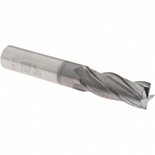 OSG 5741408 Square End Mill 1/2'' Dia, 1-1/4'' LOC, 1/2'' Shank Dia, 3-1/4'' OAL, 4 Flutes, Vanadium High Speed Steel