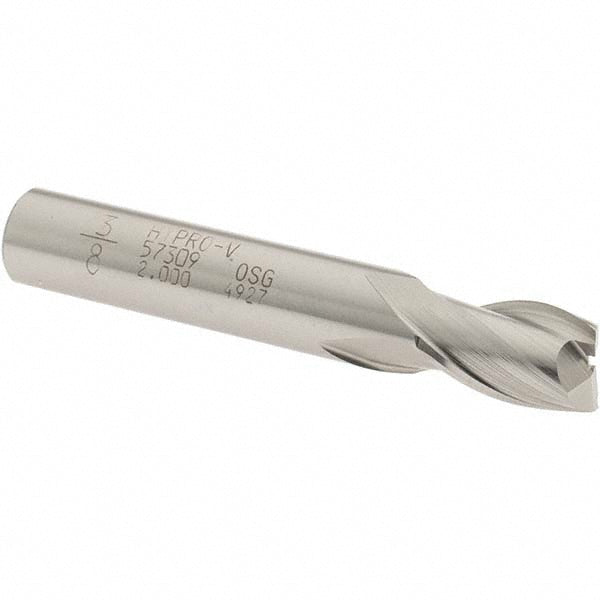 OSG 5730900 Square End Mill 3/8'' Dia, 9/16'' LOC, 3/8'' Shank Dia, 2-5/16'' OAL, 2 Flutes, Vanadium High Speed Steel