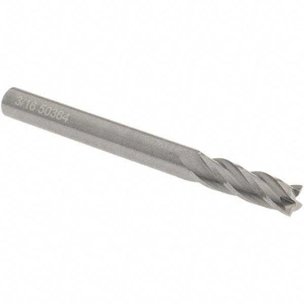 OSG 404-1875 Square End Mill 3/16'' Dia, 5/8'' LOC, 3/16'' Shank Dia, 2'' OAL, 4 Flutes, Solid Carbide