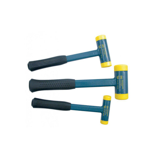 Wiha 80290 3 Piece, Steel Cushion Grip Handle Med Hard Polyurethane Replaceable Faces, Dead Blow Hammer Set