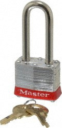 Master Lock 3LHRED Lockout Padlock Keyed Different, Laminated Steel, 2" High, Steel Shackle, Red