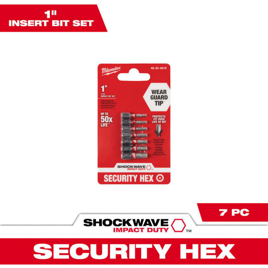 Milwaukee Tool 48-32-4619 Screwdriver Bit Sets Set Type Security Insert Bit Set  Tip Type Assorted  Drive Size 0.2500in  Insulated No  Number Of Pieces 7  Measurement Type Inch