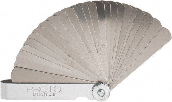 Proto J000AA 25 Piece, 0.0015 to 0.04" Thick, Parallel Feeler Gage Set