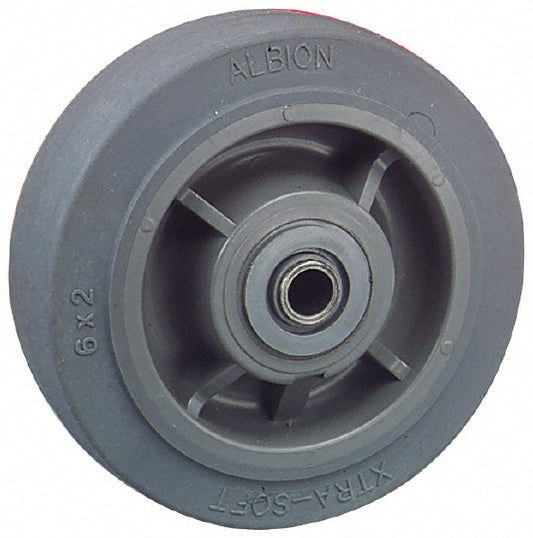 Albion XS0420112 Caster Wheel Solid Rubber, 4" Dia, 2" Wide, 1/2" Axle