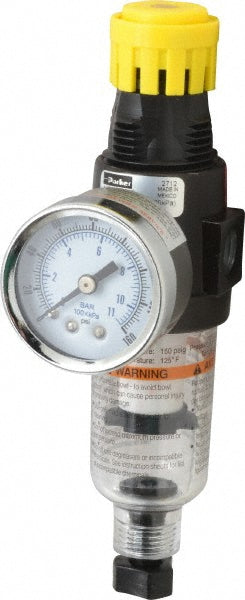 Parker 14E1C00015 FRL Combination Unit 1/4 NPT, Miniature, 1 Pc Filter/Regulator with Pressure Gauge