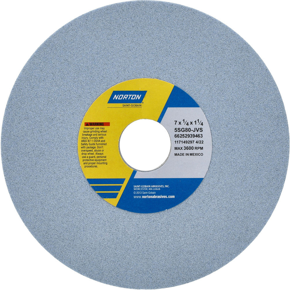 Norton 66252939463 Surface Grinding Wheel 7" Dia, 1/4" Thick, 1-1/4" Hole, 80 Grit, J Hardness