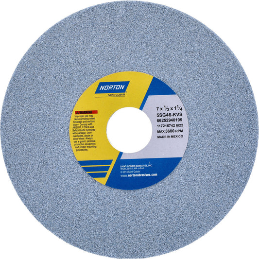 Norton 66252940195 Surface Grinding Wheel 7" Dia, 1/2" Thick, 1-1/4" Hole, 46 Grit, K Hardness