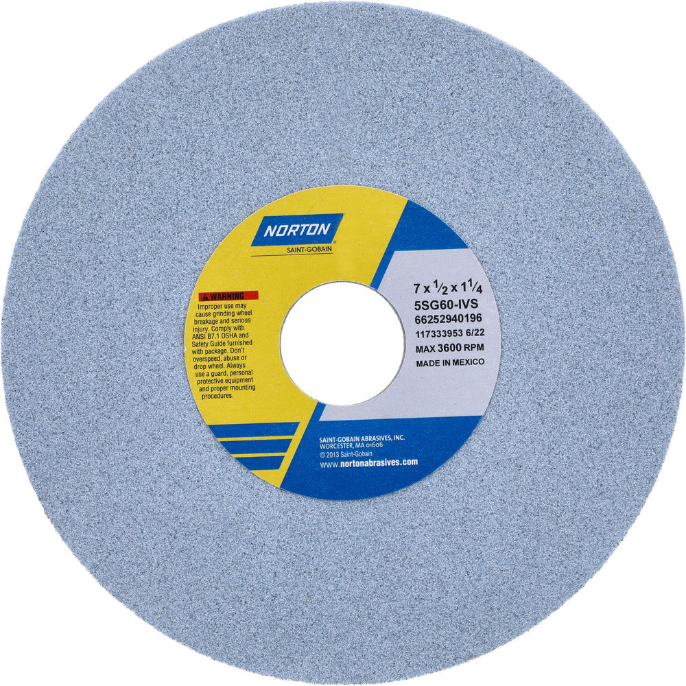 Norton 66252940196 Surface Grinding Wheel 7" Dia, 1/2" Thick, 1-1/4" Hole, 60 Grit, I Hardness