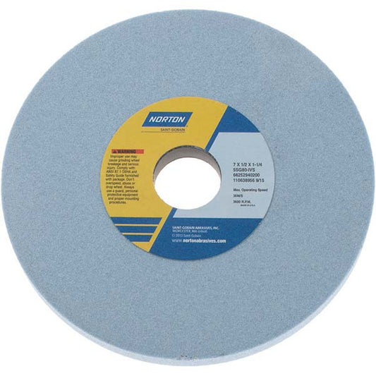Norton 66252940200 Surface Grinding Wheel 7" Dia, 1/2" Thick, 1-1/4" Hole, 80 Grit, I Hardness