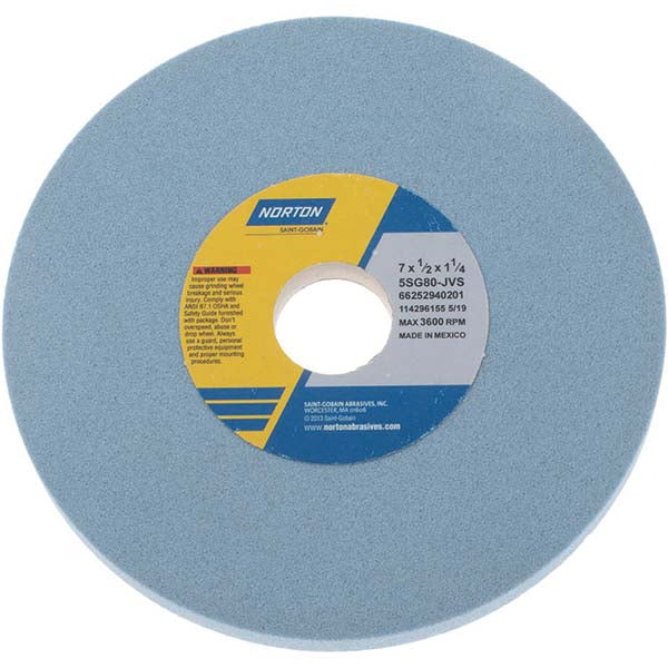 Norton 66252940201 Surface Grinding Wheel 7" Dia, 1/2" Thick, 1-1/4" Hole, 80 Grit, J Hardness