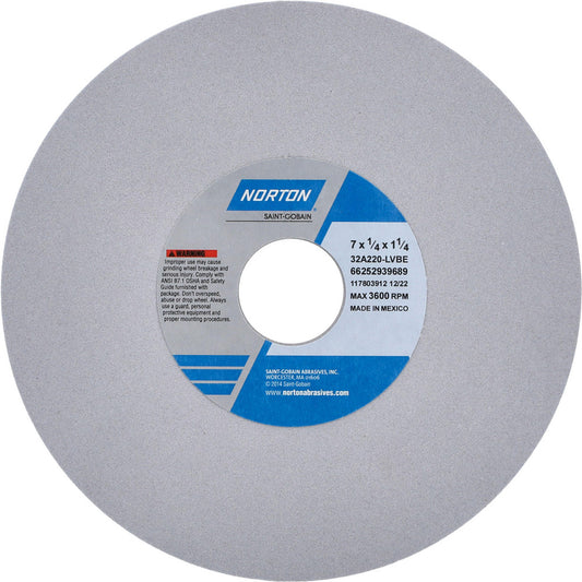 Norton 66252939689 Surface Grinding Wheel 7" Dia, 1/4" Thick, 1-1/4" Hole, 220 Grit, L Hardness