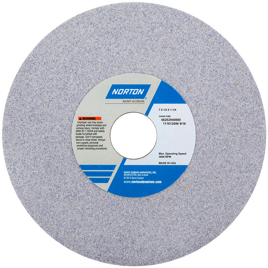 Norton 66252941008 Surface Grinding Wheel 7" Dia, 1/2" Thick, 1-1/4" Hole, 100 Grit, J Hardness