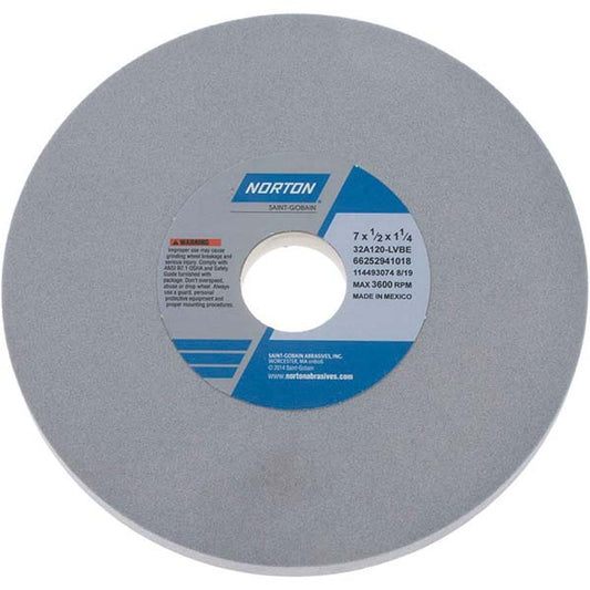 Norton 66252941018 Surface Grinding Wheel 7" Dia, 1/2" Thick, 1-1/4" Hole, 120 Grit, L Hardness