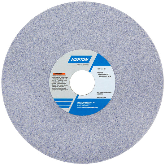 Norton 66253043413 Surface Grinding Wheel 8" Dia, 1/4" Thick, 1-1/4" Hole, 46 Grit, K Hardness