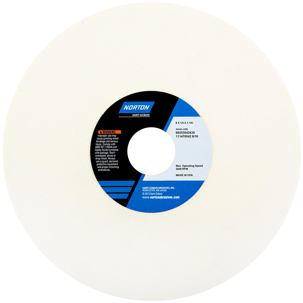 Norton 66253043437 Surface Grinding Wheel 8" Dia, 1/4" Thick, 1-1/4" Hole, 80 Grit, I Hardness