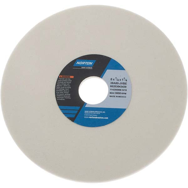 Norton 66253043439 Surface Grinding Wheel 8" Dia, 1/4" Thick, 1-1/4" Hole, 80 Grit, J Hardness