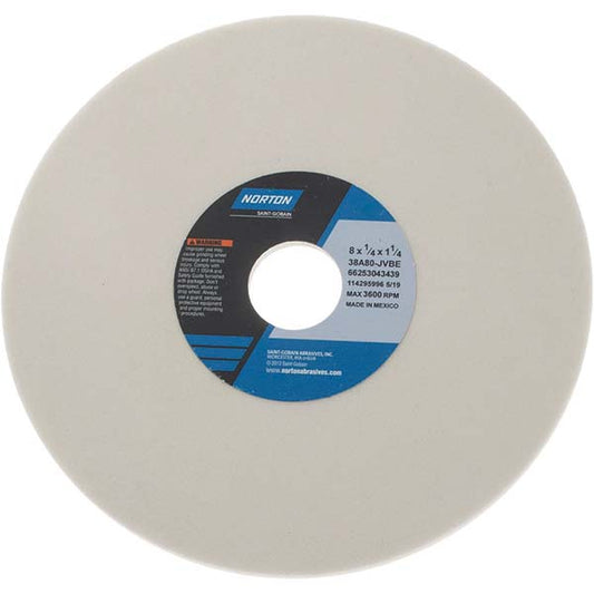Norton 66253043439 Surface Grinding Wheel 8" Dia, 1/4" Thick, 1-1/4" Hole, 80 Grit, J Hardness