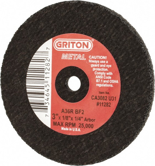 Value Collection CA3082U31 Cut-Off Wheel 3" Dia, 1/8" Thick, 1/4" Hole, Aluminum Oxide