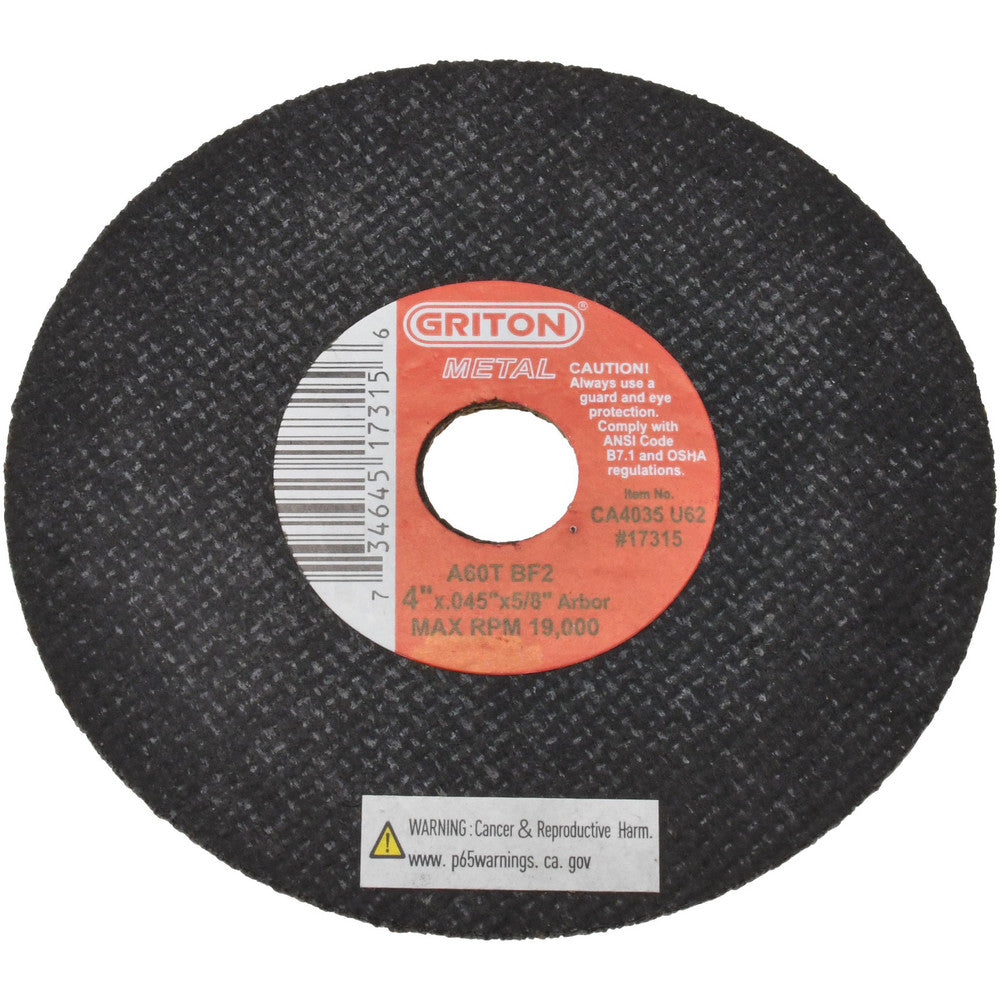 Value Collection CA4035U62 Cutoff Wheel 4" Dia, 0.045" Thick, 5/8" Hole, Aluminum Oxide