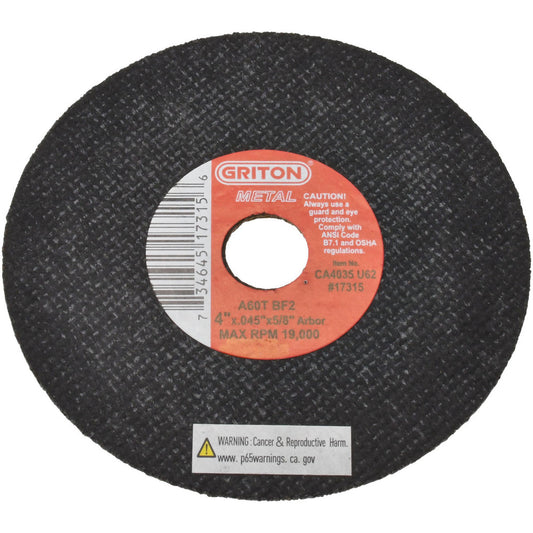Value Collection CA4035U62 Cutoff Wheel 4" Dia, 0.045" Thick, 5/8" Hole, Aluminum Oxide