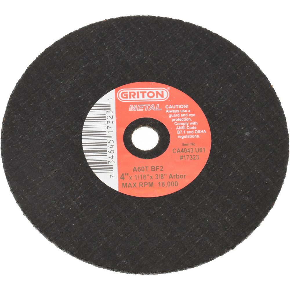 Value Collection CA4043U61 Cut-Off Wheel 4" Dia, 1/16" Thick, 3/8" Hole, Aluminum Oxide