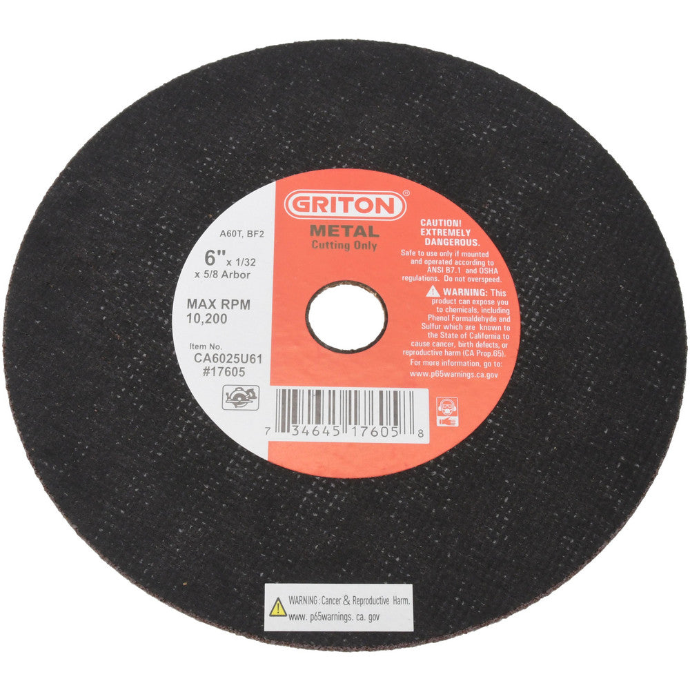 Value Collection CA6025U61 Cut-Off Wheel 6" Dia, 1/32" Thick, 5/8" Hole, Aluminum Oxide