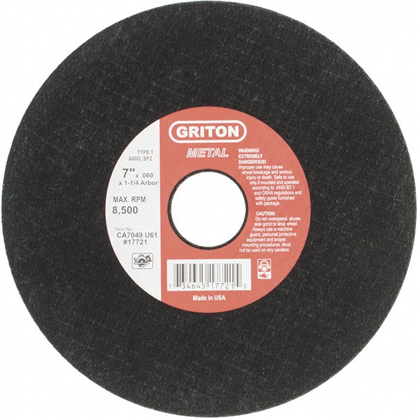 Value Collection CA7049U61 Cut-Off Wheel 7" Dia, 1-1/4" Hole, Aluminum Oxide