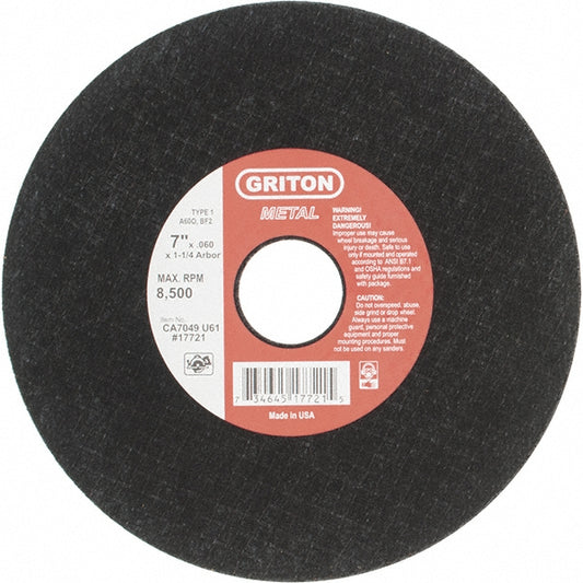 Value Collection CA7049U61 Cut-Off Wheel 7" Dia, 1-1/4" Hole, Aluminum Oxide