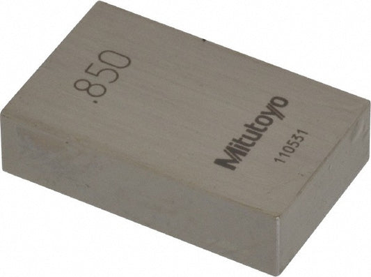 Mitutoyo 611218-541 Rectangle Steel Gage Block 0.85", Grade AS-1