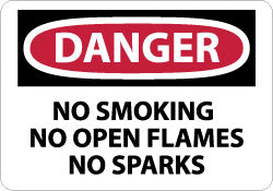 AccuformNMC D458P Accident Prevention Sign Rectangle, "Danger, NO SMOKING NO OPEN FLAMES NO SPARKS"