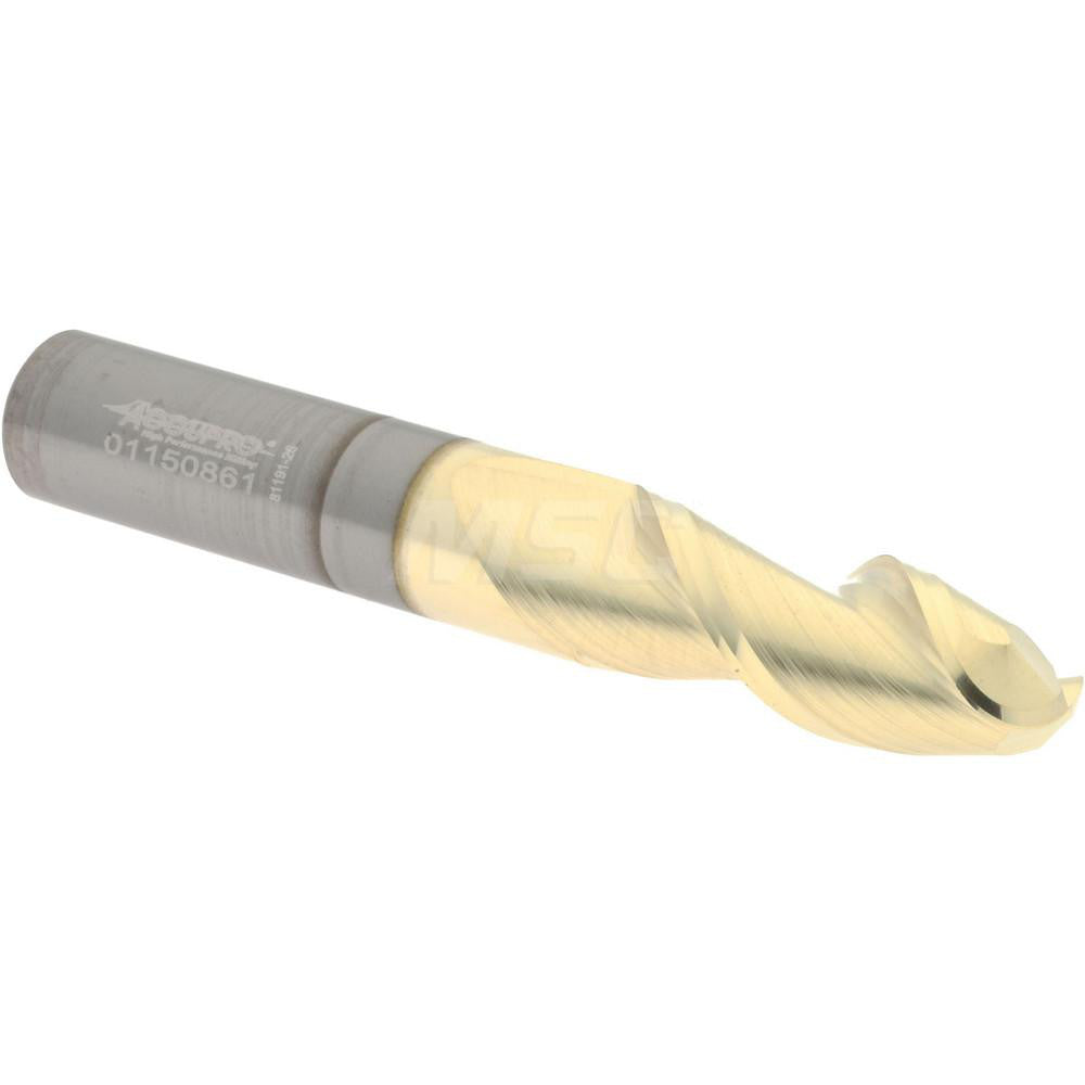 Accupro 313630 Ball End Mill 3/8" Dia, 1" LOC, 2 Flute, Solid Carbide